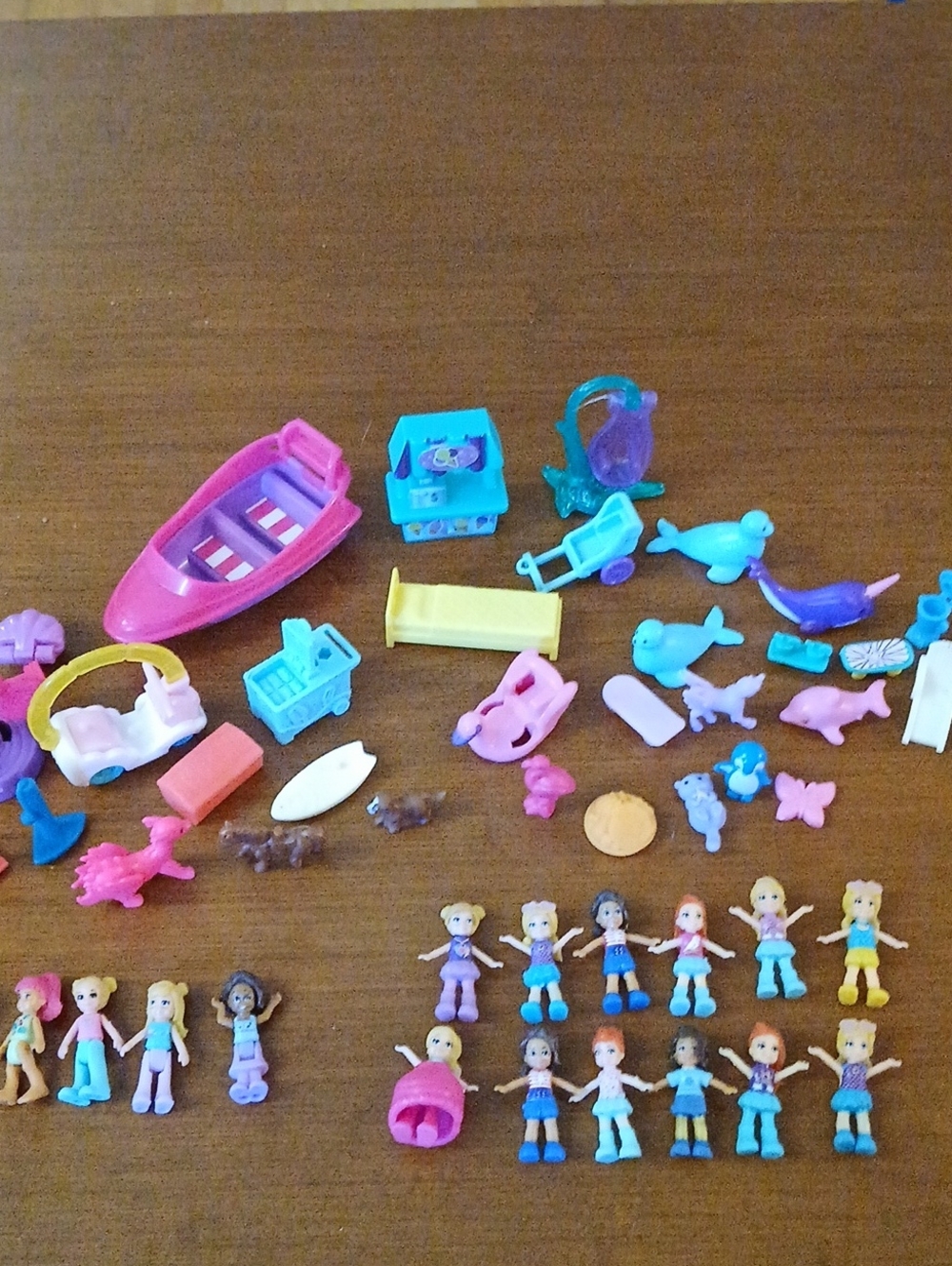 Polly Pocket Mixed Sets 12 Mini Polly Rubber Body , 5 Hard Body , Accessories